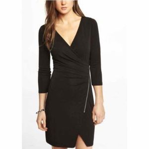 EXPRESS Black Wrap Dress with Zipper Detail
